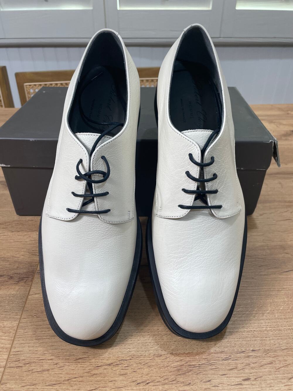 Robert Clergerie Men's Gian Oxford Dress Shoes Gris Leather Size 7 US 40 EU NIB